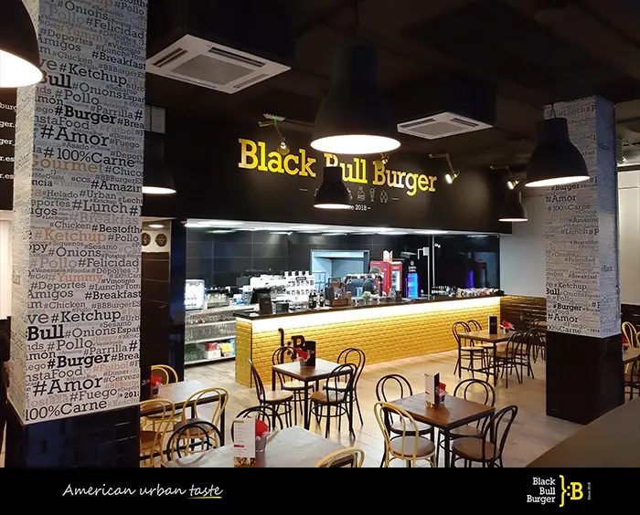 Diseño local hamburguesas BLACK BULL BURGER
