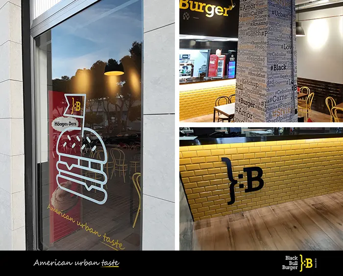 Diseño local hamburguesas BLACK BULL BURGER
