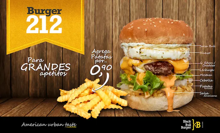 Diseño de pantalla digital para hamburguesas